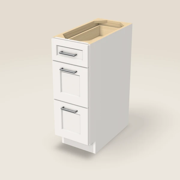 12" 3-Drawer Base — Ice White, 3D picture