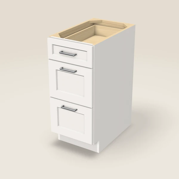 15" 3-Drawer Base — Ice White, 3D picture