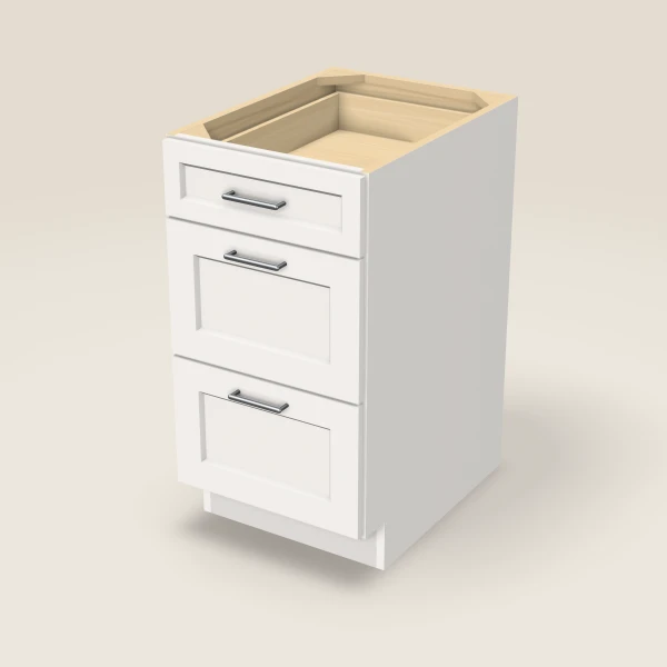 18" 3-Drawer Base — Ice White, 3D picture