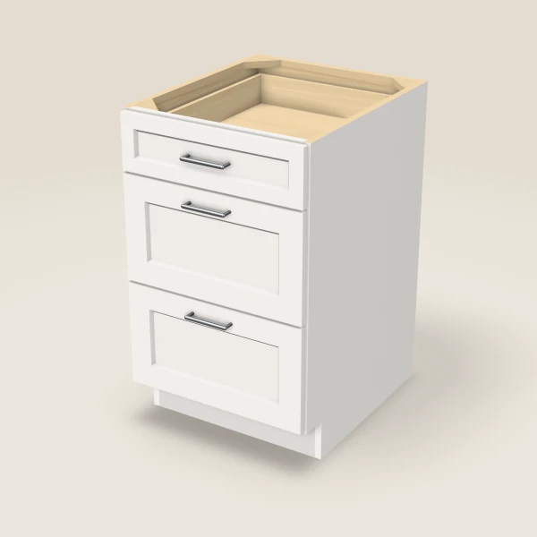 21" 3-Drawer Base — Ice White, 3D picture