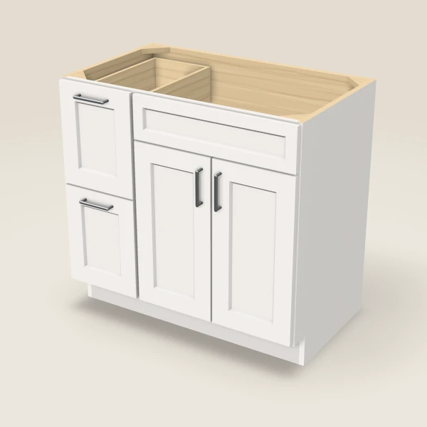 36" Vanity with Drawers Left, 3D picture