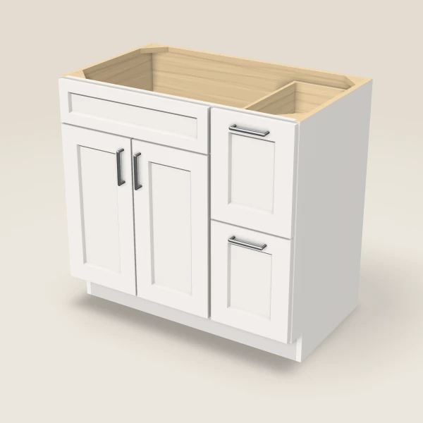 36" Vanity with Drawers Right, 3D picture