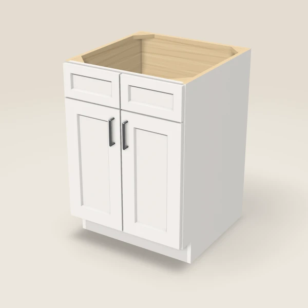 24" Sink Base — Double Door — Ice White, 3D picture