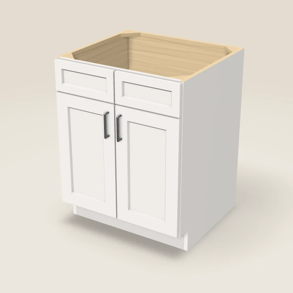 27" Sink Base — Double Door — Ice White, 3D picture