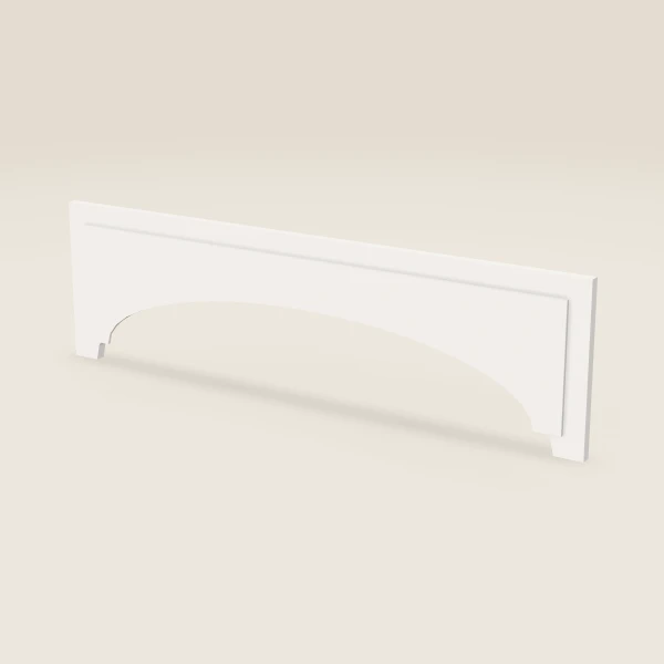 42" Arched Raised-Panel Valance — 12" to 8" High — Ice White, 3D picture
