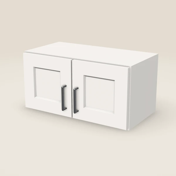 24" Wall Cabinet — 12" High, Double Door — Ice White, 3D picture