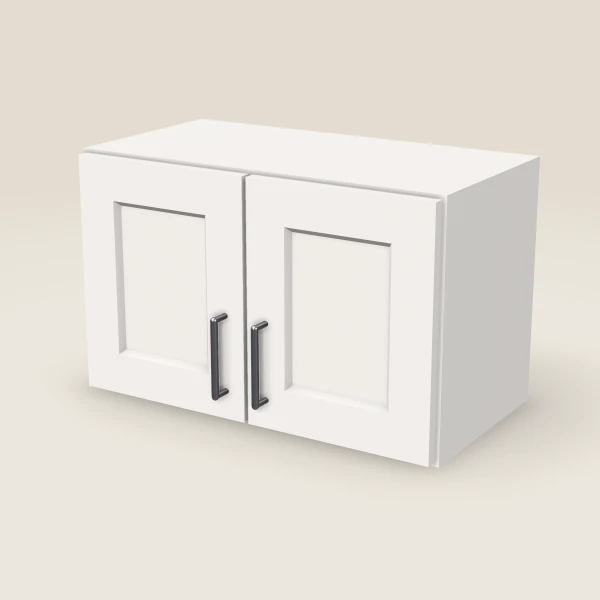 24" Wall Cabinet — 15" High, Double Door — Ice White, 3D picture