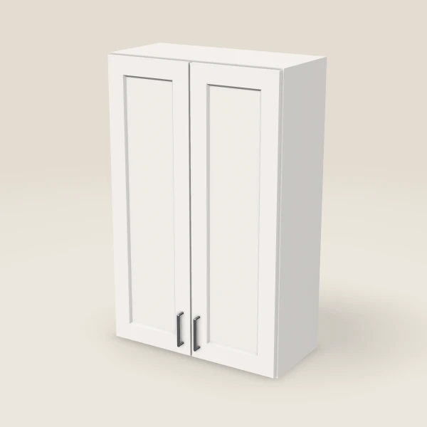 27" Wall Cabinet — 42" High, Double Door — Ice White, 3D picture