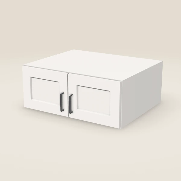30" Wall Cabinet — 12" High, 24" Deep, Double Door — Ice White, 3D picture