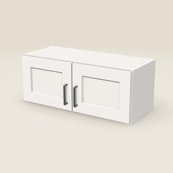 30" Wall Cabinet — 12" High, Double Door — Ice White, 3D picture