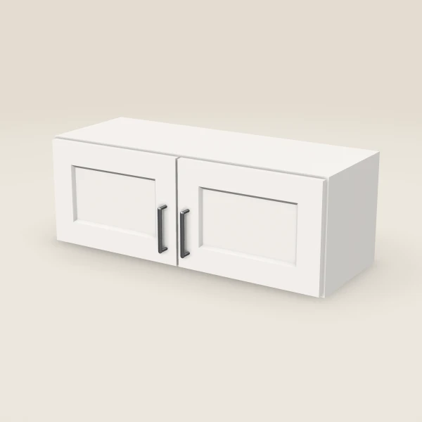 33" Wall Cabinet — 12" High, Double Door — Ice White, 3D picture