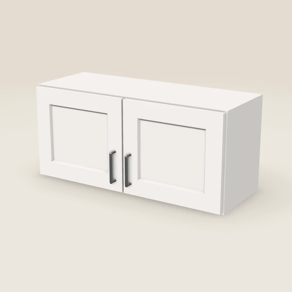 33" Wall Cabinet — 15" High, Double Door — Ice White, 3D picture