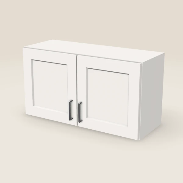 33" Wall Cabinet — 18" High, Double Door — Ice White, 3D picture