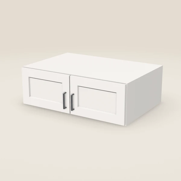 36" Wall Cabinet — 12" High, 24" Deep, Double Door — Ice White, 3D picture