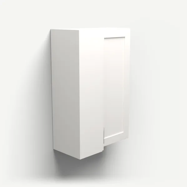 24" Wall Corner Cabinet, Bi-Fold Door — 36" High — Ice White, 3D picture
