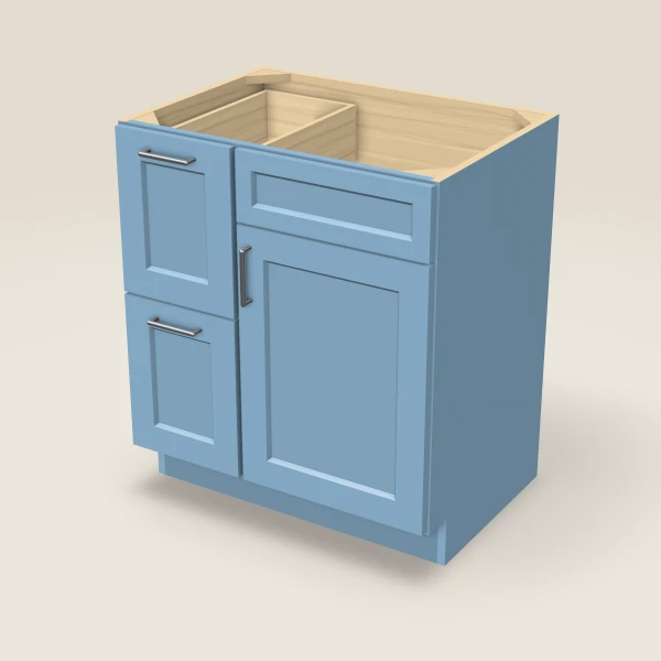 30" Vanity with Drawers Left — XTerra Blue, 3D picture
