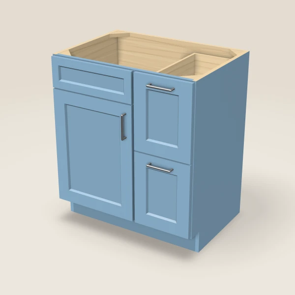 30" Vanity with Drawers Right — XTerra Blue, 3D picture