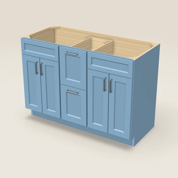 48" Vanity with Drawers Both Sides — XTerra Blue, 3D picture