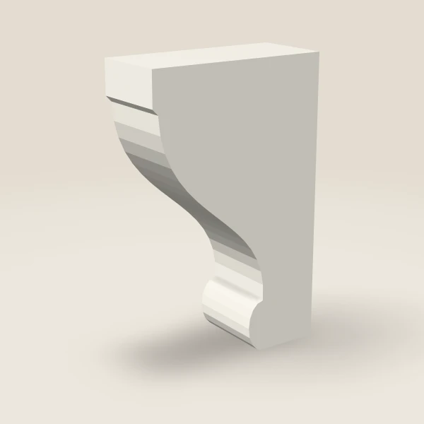 Ménsula 75L — 3½" × 12½" — Champagne, imagen en 3D