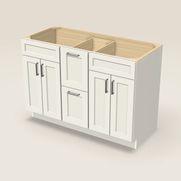48" Vanity with Drawers Both Sides — Champagne, 3D picture