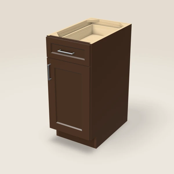 15" Base Cabinet — Espresso Shaker, 3D picture