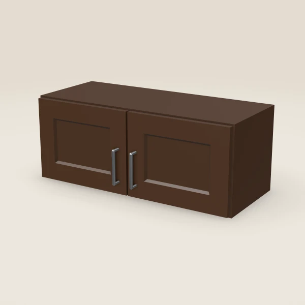 30" Wall Cabinet — 12" High — Espresso Shaker, 3D picture