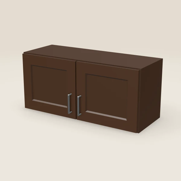 Gabinete de pared de 33" — 15" de alto — Espresso Shaker, imagen en 3D