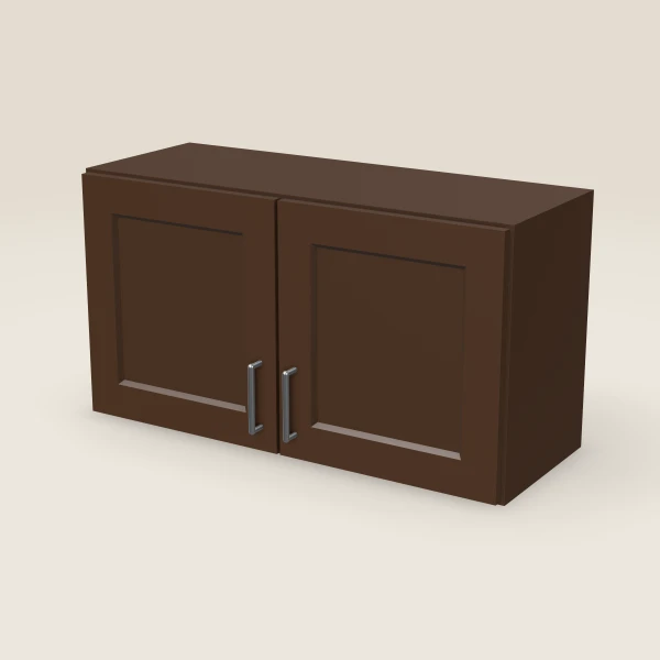 Gabinete de pared de 33" — 18" de alto — Espresso Shaker, imagen en 3D
