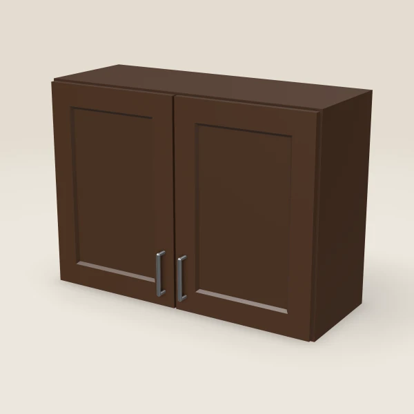 Gabinete de pared de 33" — 24" de alto — Espresso Shaker, imagen en 3D