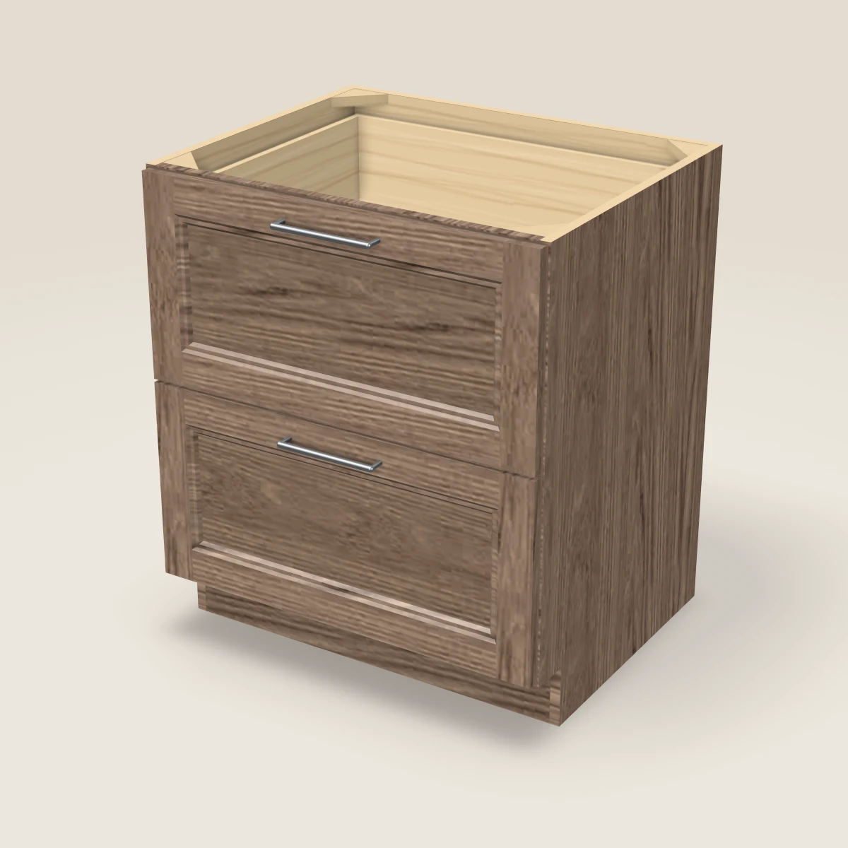 30" Two Drawer Base Cabinet, 3D picture