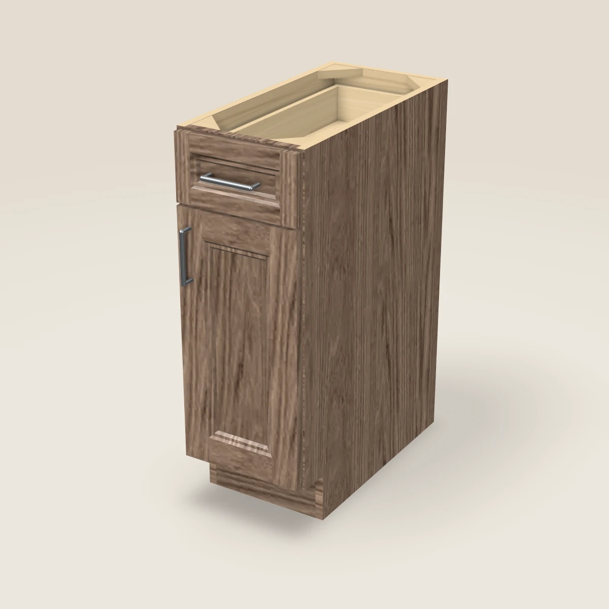 12" Single Door Single Drawer Base Cabinet, 3D picture
