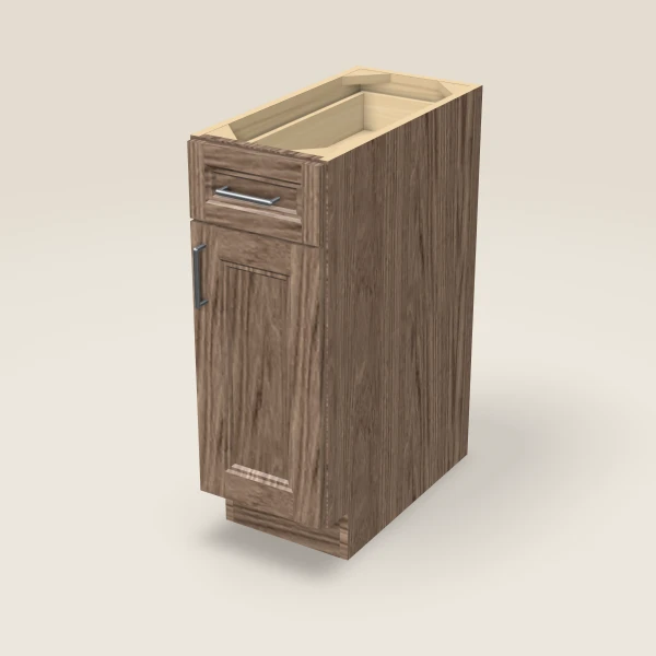 12" Single Door Single Drawer Base Cabinet, 3D picture