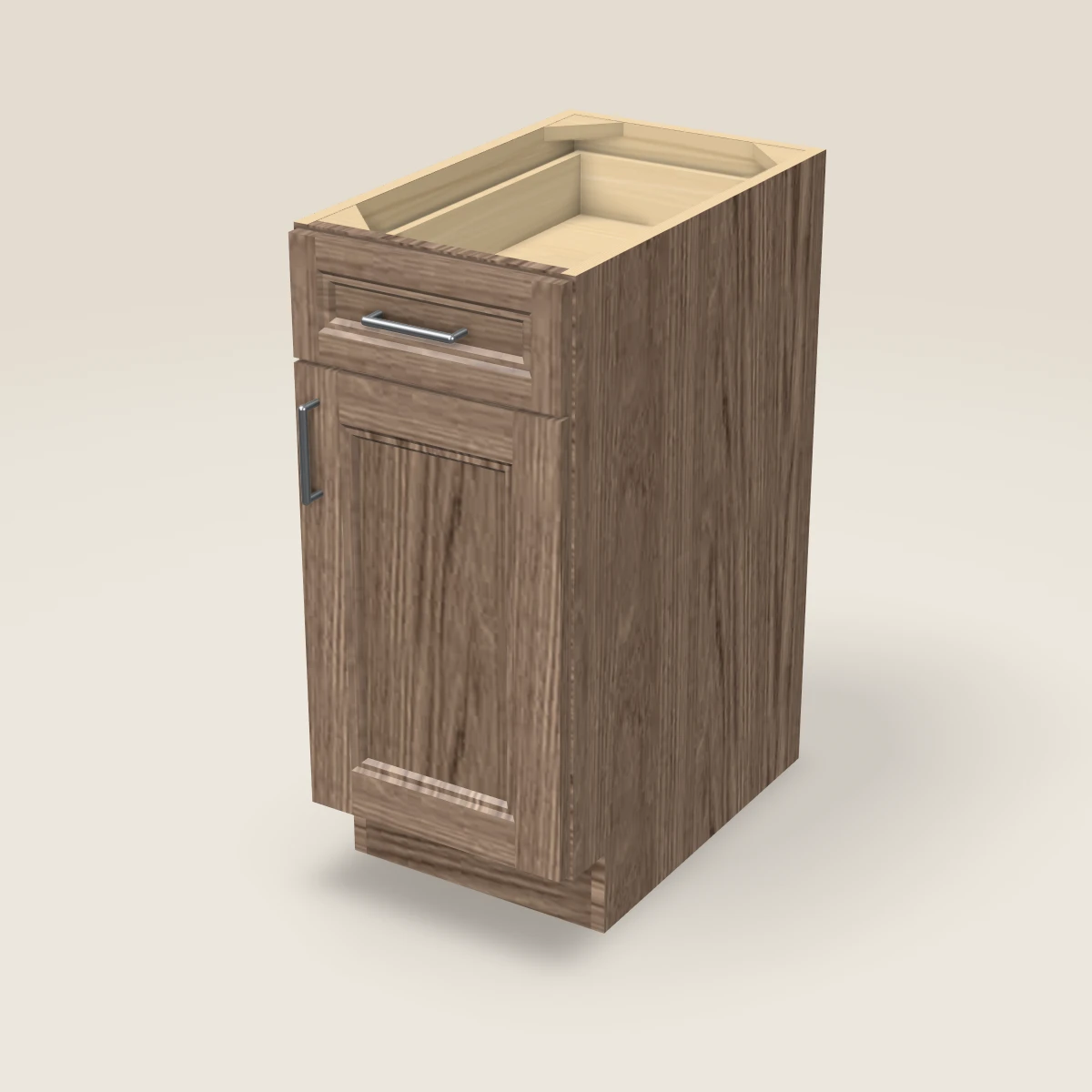 15" Single Door Single Drawer Base Cabinet, 3D picture