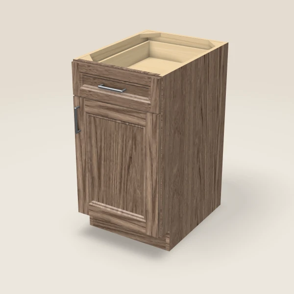 18" Single Door Single Drawer Base Cabinet, 3D picture