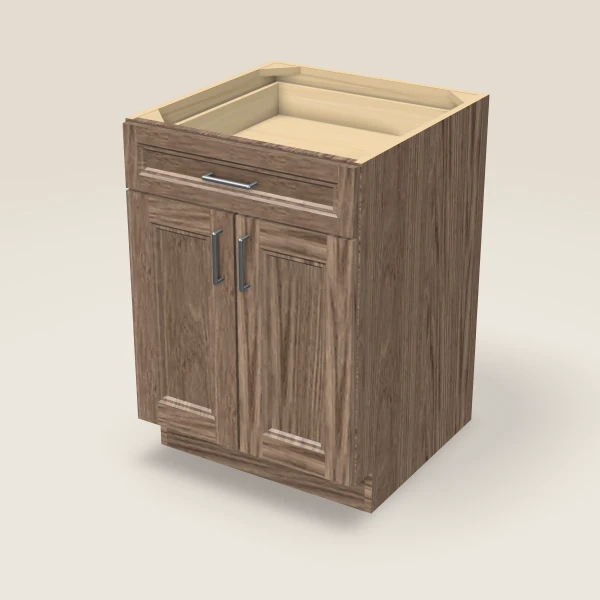 24" Double Door Single Drawer Base Cabinet, 3D picture