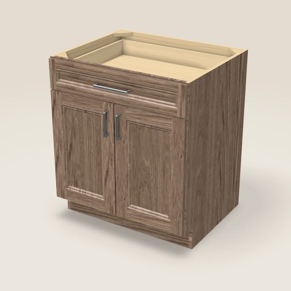 30" Double Door Single Drawer Base Cabinet, 3D picture