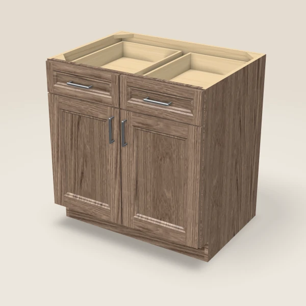 33" Double Door Double Drawer Base Cabinet, 3D picture