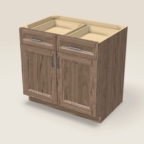 36" Double Door Double Drawer Base Cabinet, 3D picture
