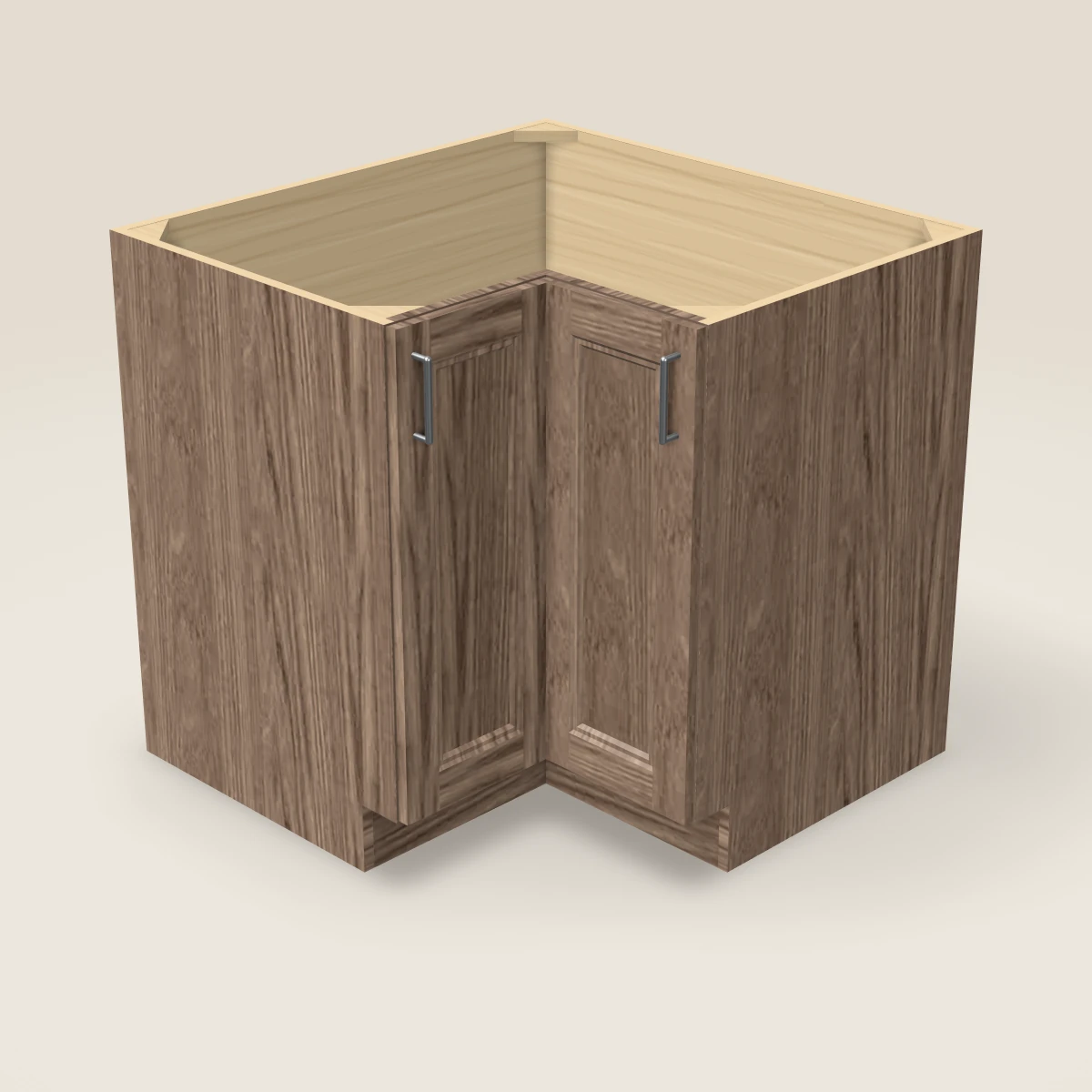 36" Base Corner Diagonal Lazy Susan Cabinet, 3D picture