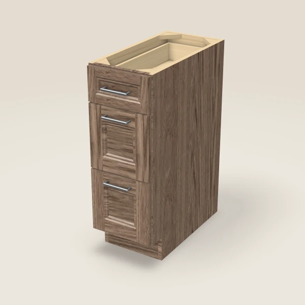 12" Three Drawer Base Cabinet, 3D picture