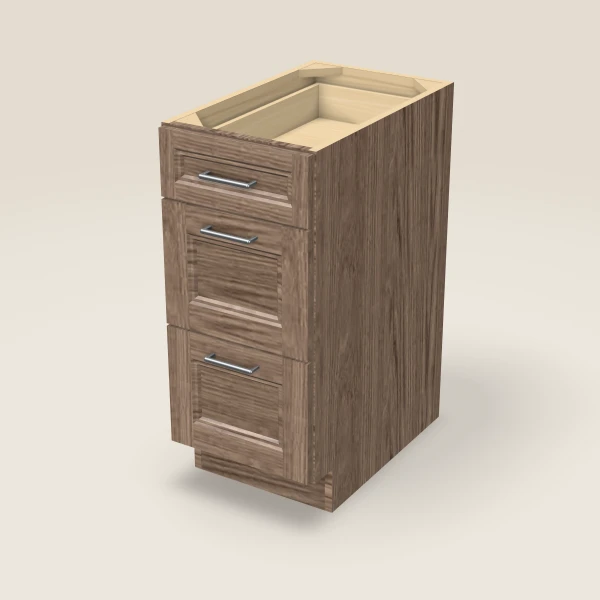 15" Three Drawer Base Cabinet, 3D picture