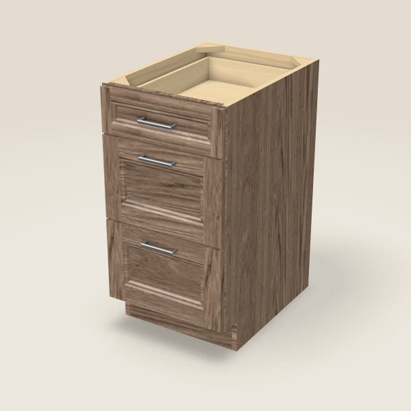 18" Three Drawer Base Cabinet, 3D picture