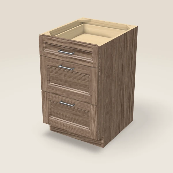 21" Three Drawer Base Cabinet, 3D picture