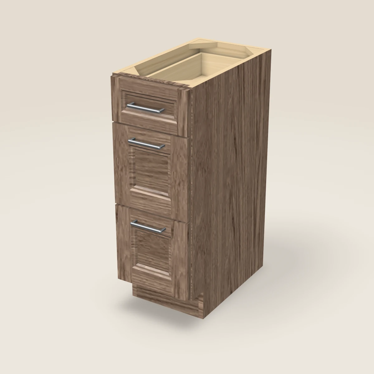 Tocador de baño (tres cajones) de 12", imagen en 3D