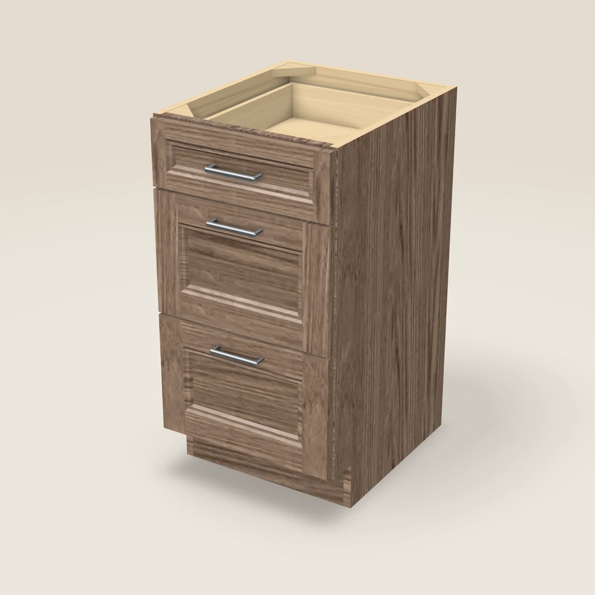 Tocador de baño (tres cajones) de 18", imagen en 3D