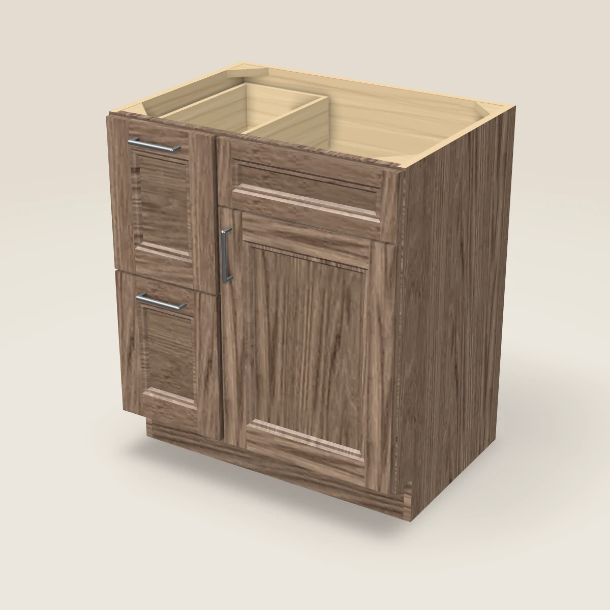 30" Single Door Double Drawer Vanity Cabinet, 3D picture
