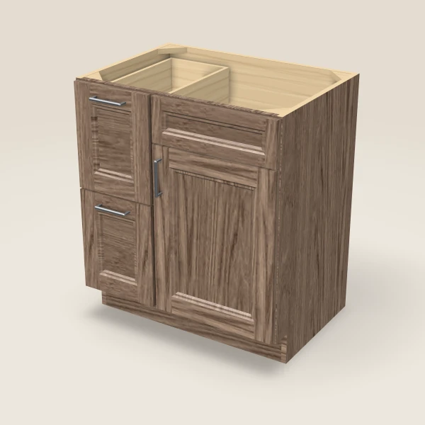 30" Single Door Double Drawer Vanity Cabinet, 3D picture