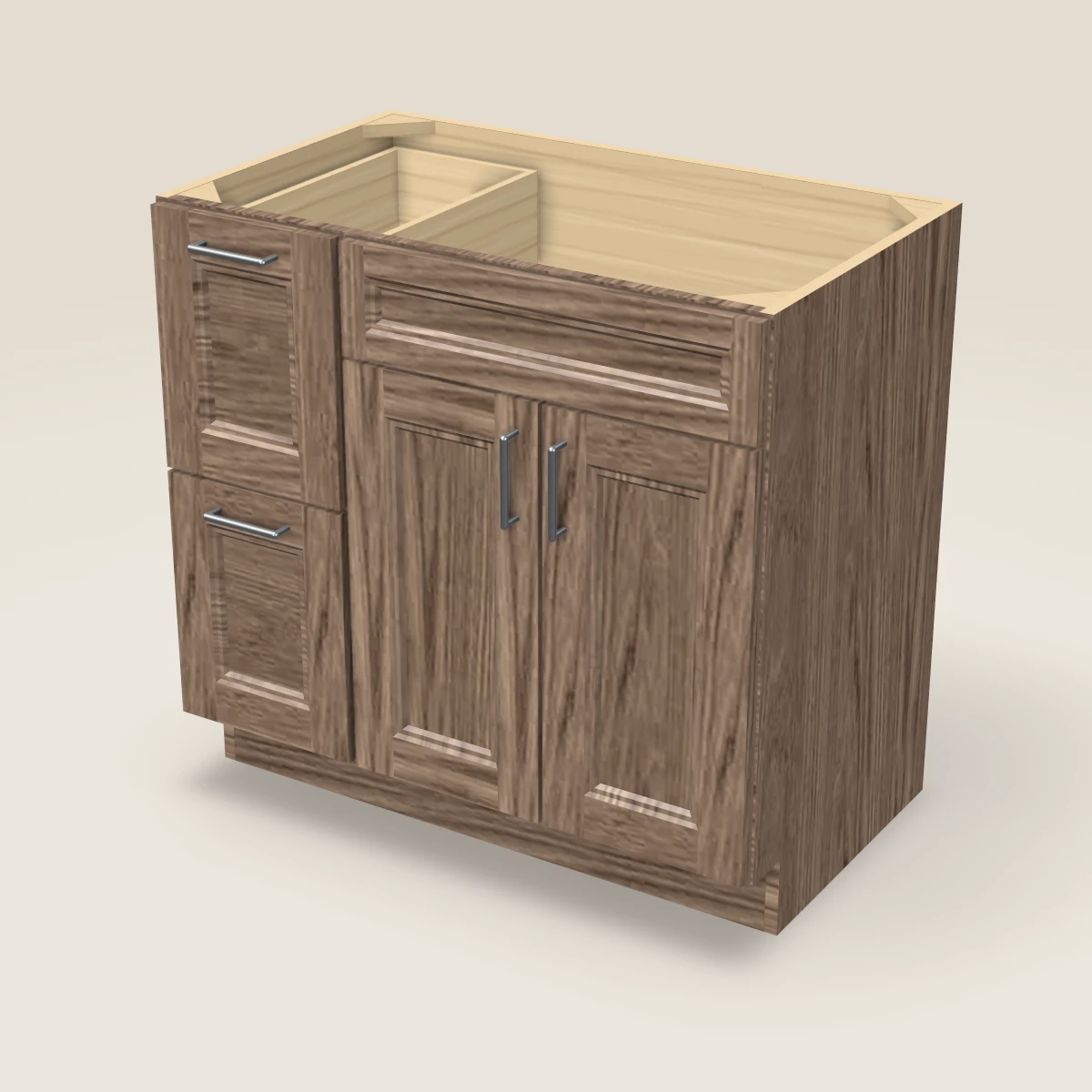 36" Double Door Double Drawer Vanity Cabinet, 3D picture