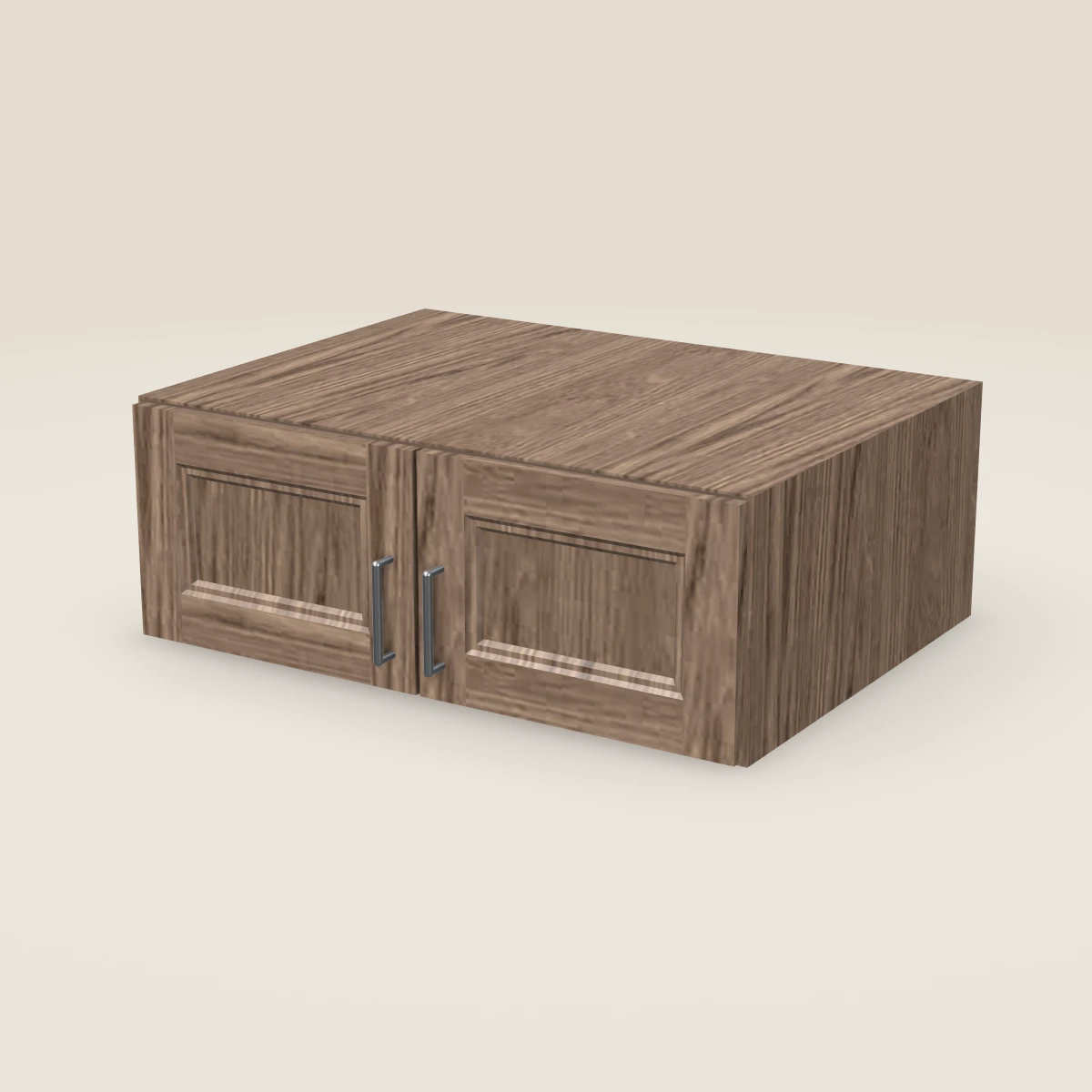 Gabinete de pared de dos puertas de 33" — 12" de alto, imagen en 3D