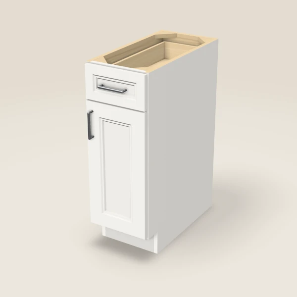 12" Single Door Single Drawer Base Cabinet, 3D picture
